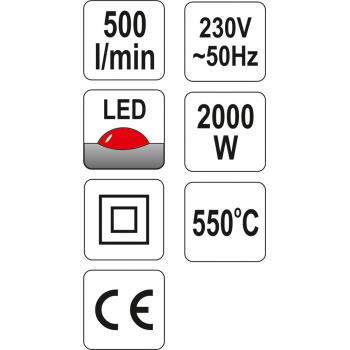 OPALARKA 2000W 50~550°C AKCESORIA WSKAŻNIK LED
