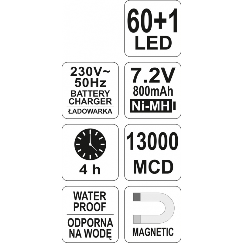 DIODOWA LAMPA WARSZTATOWA 60+1 LED